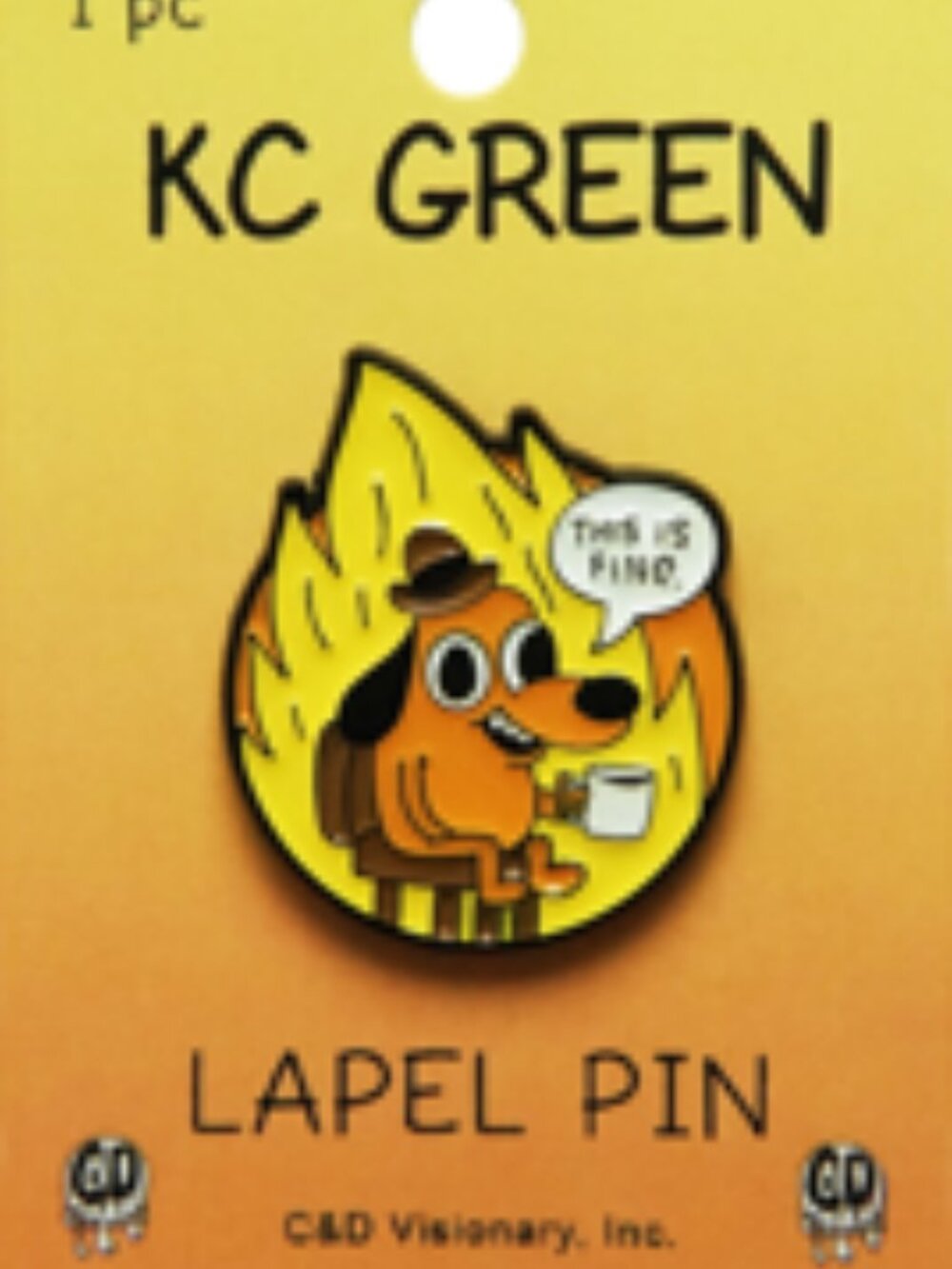 This is Fine - Enamel Pin - KC Green Cartoon Denial Dog On Fire Pop Culture